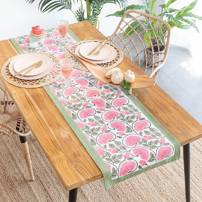テーブルランナー インド ブロック プリント 柄 綿 コットン W約150cm テーブルカバー 布 ダイニング レッド アジアン エスニック 34452-rd | ブランド登録なし | 12