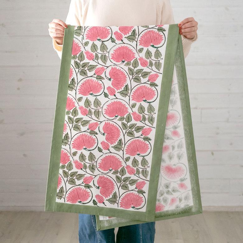 テーブルランナー インド ブロック プリント 柄 綿 コットン W約150cm テーブルカバー 布 ダイニング レッド アジアン エスニック 34452-rd | ブランド登録なし | 02