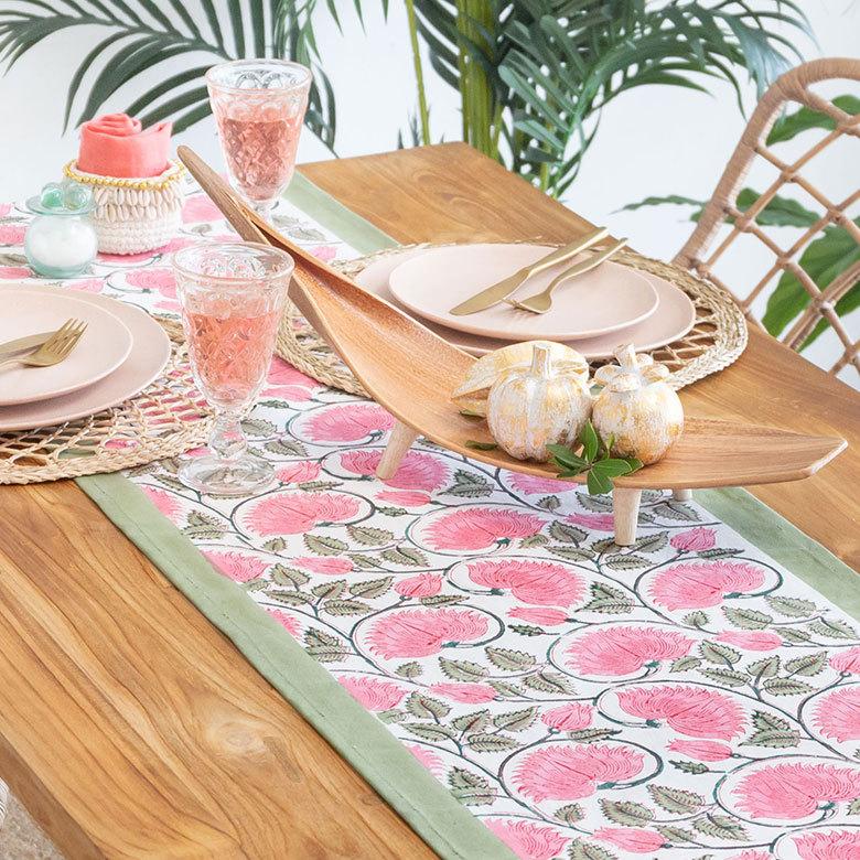 テーブルランナー インド ブロック プリント 柄 綿 コットン W約150cm テーブルカバー 布 ダイニング レッド アジアン エスニック 34452-rd | ブランド登録なし | 04