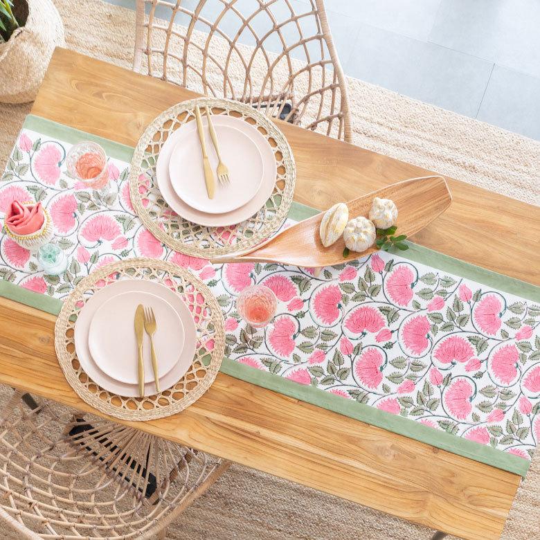 テーブルランナー インド ブロック プリント 柄 綿 コットン W約150cm テーブルカバー 布 ダイニング レッド アジアン エスニック 34452-rd | ブランド登録なし | 05