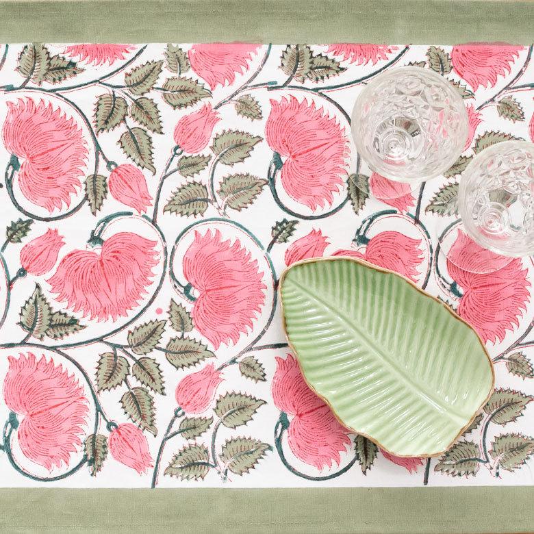 テーブルランナー インド ブロック プリント 柄 綿 コットン W約150cm テーブルカバー 布 ダイニング レッド アジアン エスニック 34452-rd | ブランド登録なし | 06