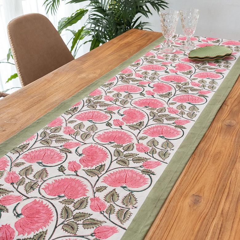 テーブルランナー インド ブロック プリント 柄 綿 コットン W約150cm テーブルカバー 布 ダイニング レッド アジアン エスニック 34452-rd | ブランド登録なし | 07