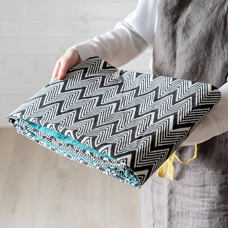 テーブルクロス インド ブロック プリント 柄 綿 コットン 約150cm×220cm テーブルカバー 布 ダイニング ブラック アジアン エスニック 34453-bk | ブランド登録なし | 02