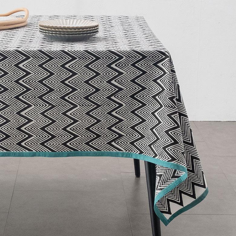 テーブルクロス インド ブロック プリント 柄 綿 コットン 約150cm×220cm テーブルカバー 布 ダイニング ブラック アジアン エスニック 34453-bk | ブランド登録なし | 04