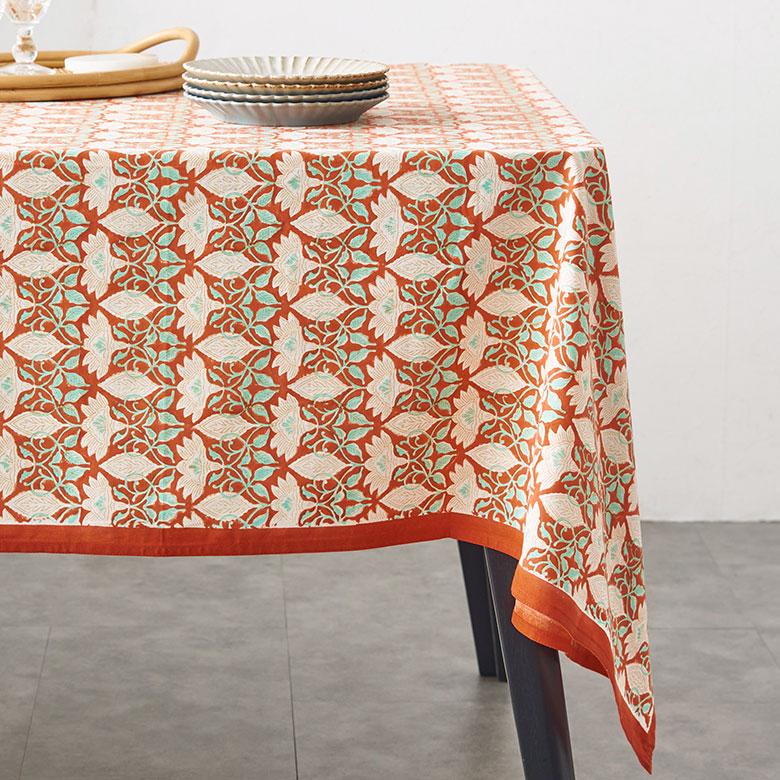 テーブルクロス インド ブロック プリント 柄 綿 コットン 約150cm