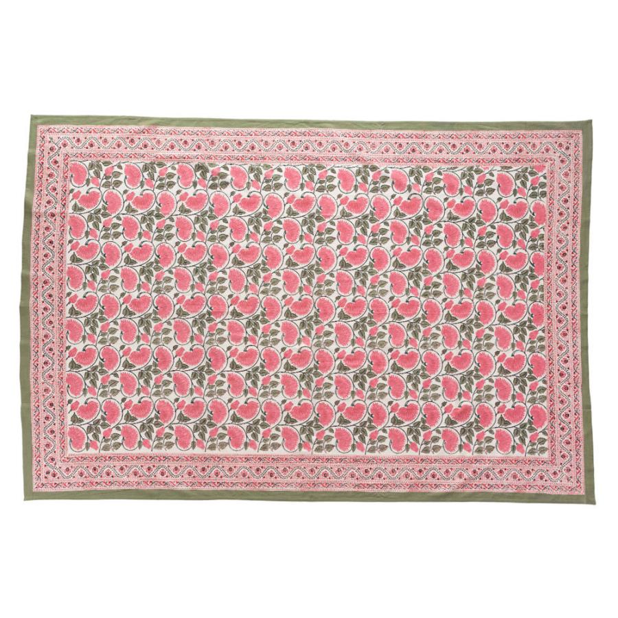 テーブルクロス インド ブロック プリント 柄 綿 コットン 約150cm×220cm テーブルカバー 布 ダイニング レッド ピンク アジアン エスニック 34453-rd | ブランド登録なし | 14