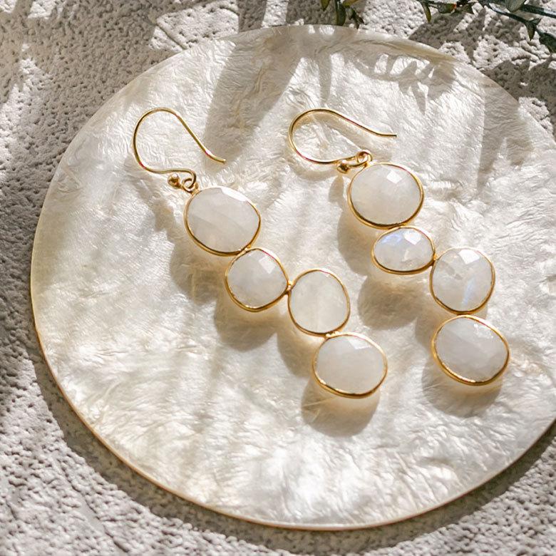 ピアス 真鍮 ストーン ゴールド アクセサリー レディース フックピアス エスニック 揺れる エレガント カジュアル アジアン おしゃれ 34454 | ブランド登録なし