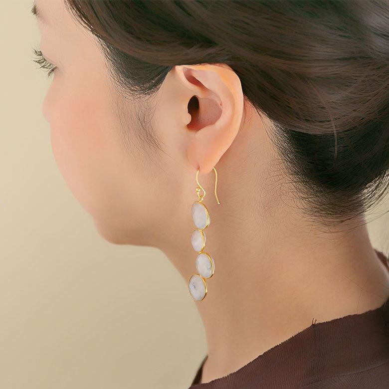 ピアス 真鍮 ストーン ゴールド アクセサリー レディース フックピアス エスニック 揺れる エレガント カジュアル アジアン おしゃれ 34454 | ブランド登録なし | 03