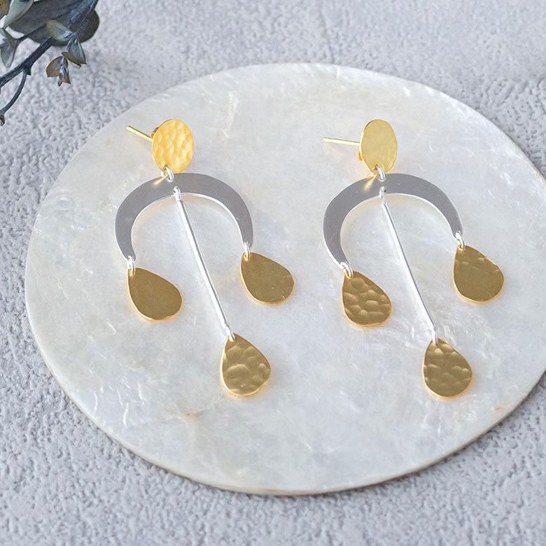 ピアス 真鍮 シルバーゴールド アクセサリー レディース フックピアス エスニック 揺れる エレガント カジュアル アジアン おしゃれ 34456 | ブランド登録なし