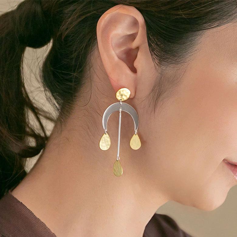 ピアス 真鍮 シルバーゴールド アクセサリー レディース フックピアス エスニック 揺れる エレガント カジュアル アジアン おしゃれ 34456 | ブランド登録なし | 02