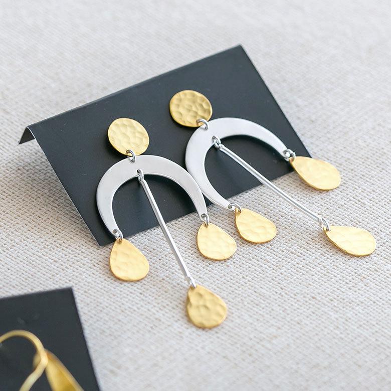 ピアス 真鍮 シルバーゴールド アクセサリー レディース フックピアス エスニック 揺れる エレガント カジュアル アジアン おしゃれ 34456 | ブランド登録なし | 04