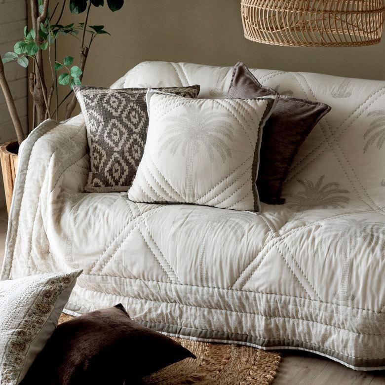 クッション カバー キルト 綿 正方形 45×45cm ヤシの木 春 夏 秋 冬 夏用 コットン 洗える 洗濯可  おしゃれ 北欧 ビーチ リゾート 西海岸 コースタル 34466 |  | 05