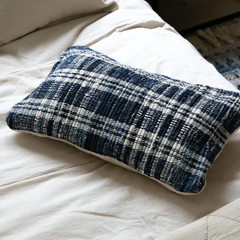 クッションカバー デニム 30×50cm チェック柄  長方形 横長 クッション用カバー ピロー 背あて 背当て ソファ ベッド  ヴィンテージ 西海岸 ビーチ | ブランド登録なし | 11