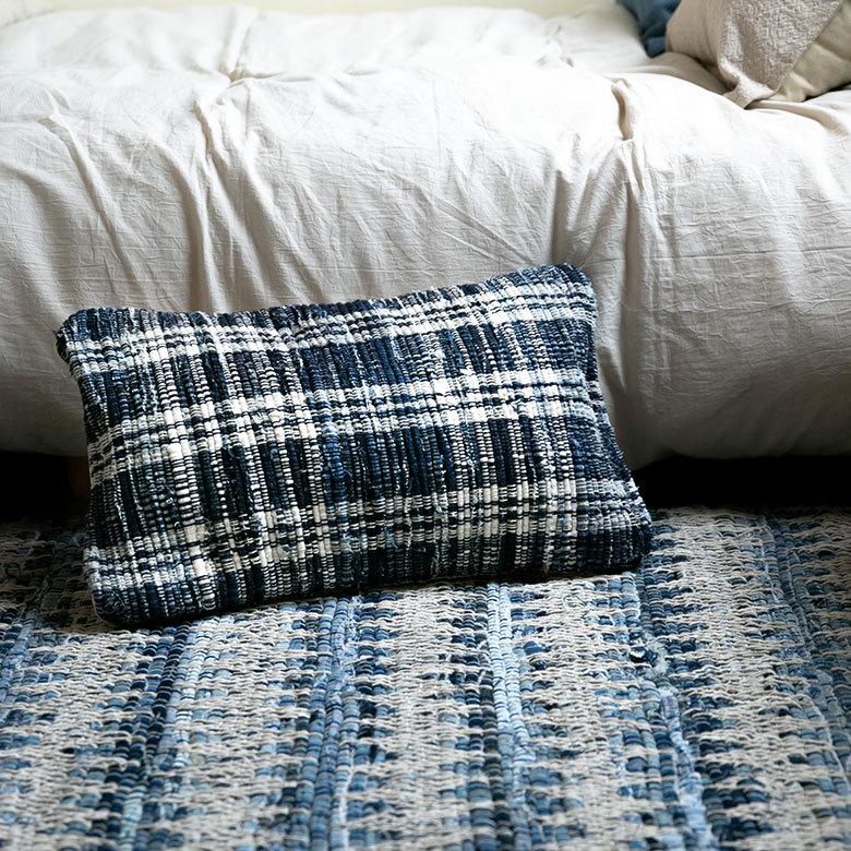 クッションカバー デニム 30×50cm チェック柄  長方形 横長 クッション用カバー ピロー 背あて 背当て ソファ ベッド  ヴィンテージ 西海岸 ビーチ | ブランド登録なし | 15