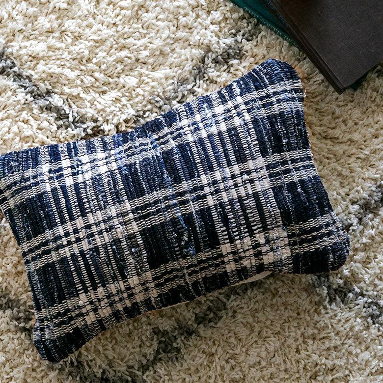 クッションカバー デニム 30×50cm チェック柄  長方形 横長 クッション用カバー ピロー 背あて 背当て ソファ ベッド  ヴィンテージ 西海岸 ビーチ | ブランド登録なし | 05