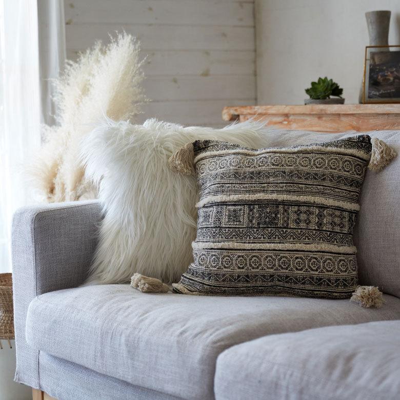 クッションカバー コットン ウーブンプリント 45ｘ45cm タッセル付き Raha ラーハ 正方形 四角 ソファ ベッド アウトドア リビング BOHO アジアン 雑貨 34475 | ブランド登録なし | 15