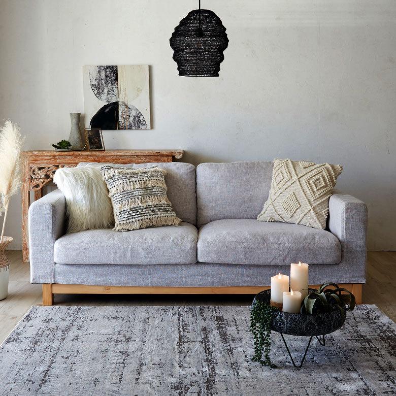 クッションカバー コットン ハンドルーム 手織り 45ｘ45cm フリンジ Raha ラーハ 正方形 四角 ソファ ベッド アウトドア リビング BOHO アジアン 雑貨 34477-bk | ブランド登録なし | 01