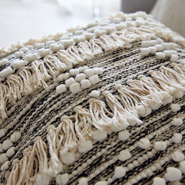 クッションカバー コットン ハンドルーム 手織り 45ｘ45cm フリンジ Raha ラーハ 正方形 四角 ソファ ベッド アウトドア リビング BOHO アジアン 雑貨 34477-bk | ブランド登録なし | 11