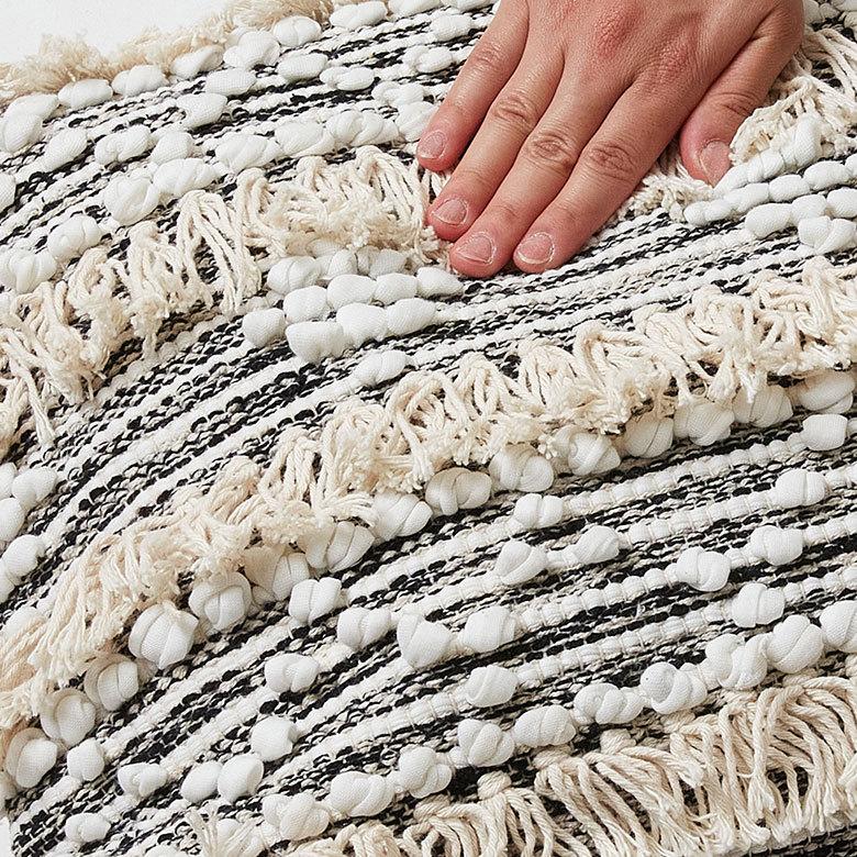 クッションカバー コットン ハンドルーム 手織り 45ｘ45cm フリンジ Raha ラーハ 正方形 四角 ソファ ベッド アウトドア リビング BOHO アジアン 雑貨 34477-bk | ブランド登録なし | 06