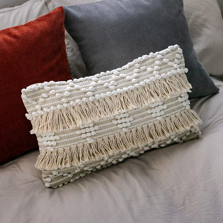 クッションカバー コットン ハンドルーム 手織り 30ｘ50cm フリンジ Raha ラーハ 長方形 横長 ソファ ベッド アウトドア リビング BOHO アジアン 雑貨 34478 | ブランド登録なし | 13