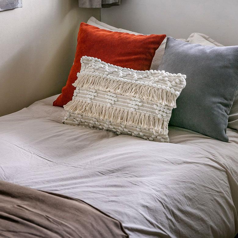 クッションカバー コットン ハンドルーム 手織り 30ｘ50cm フリンジ Raha ラーハ 長方形 横長 ソファ ベッド アウトドア リビング BOHO アジアン 雑貨 34478 | ブランド登録なし | 03
