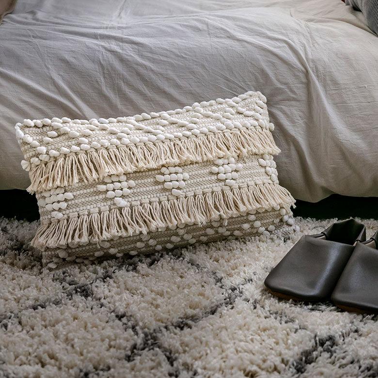 クッションカバー コットン ハンドルーム 手織り 30ｘ50cm フリンジ Raha ラーハ 長方形 横長 ソファ ベッド アウトドア リビング BOHO アジアン 雑貨 34478 | ブランド登録なし | 04