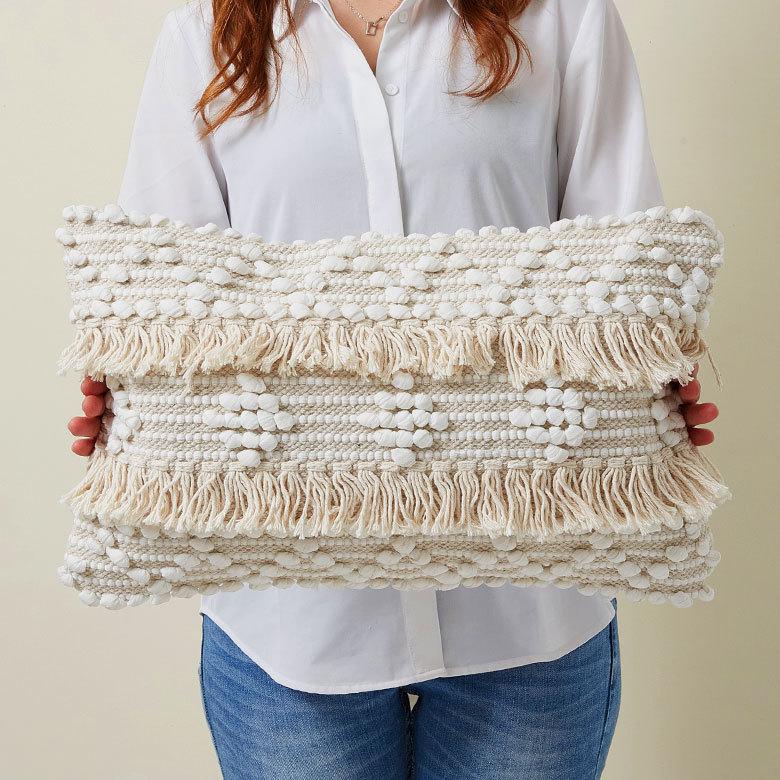 クッションカバー コットン ハンドルーム 手織り 30ｘ50cm フリンジ Raha ラーハ 長方形 横長 ソファ ベッド アウトドア リビング BOHO アジアン 雑貨 34478 | ブランド登録なし | 07