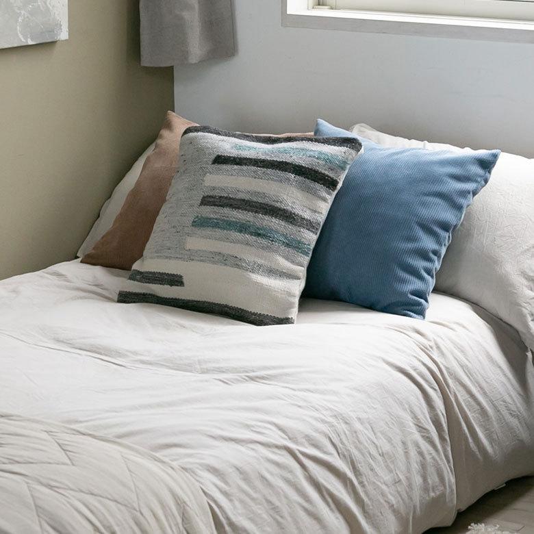 クッションカバー キリム柄 45ｘ45cm ボーダー柄 インド  正方形 四角 ソファ ベッド アウトドア 車内 リビング おしゃれ かっこいい 北欧 西海岸 ビーチ 34481 | ブランド登録なし | 03