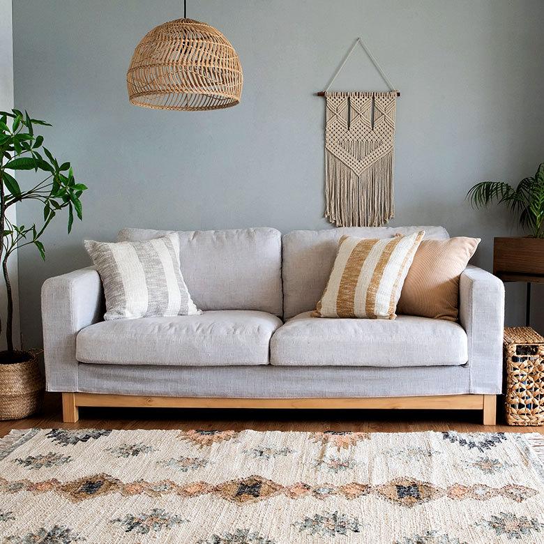 クッションカバー コットンウーブン 45ｘ45cm ボーダー柄 インド  正方形 四角 ソファ ベッド アウトドア 車内 リビング おしゃれ 北欧 西海岸 ビーチ 34482 | ブランド登録なし | 04