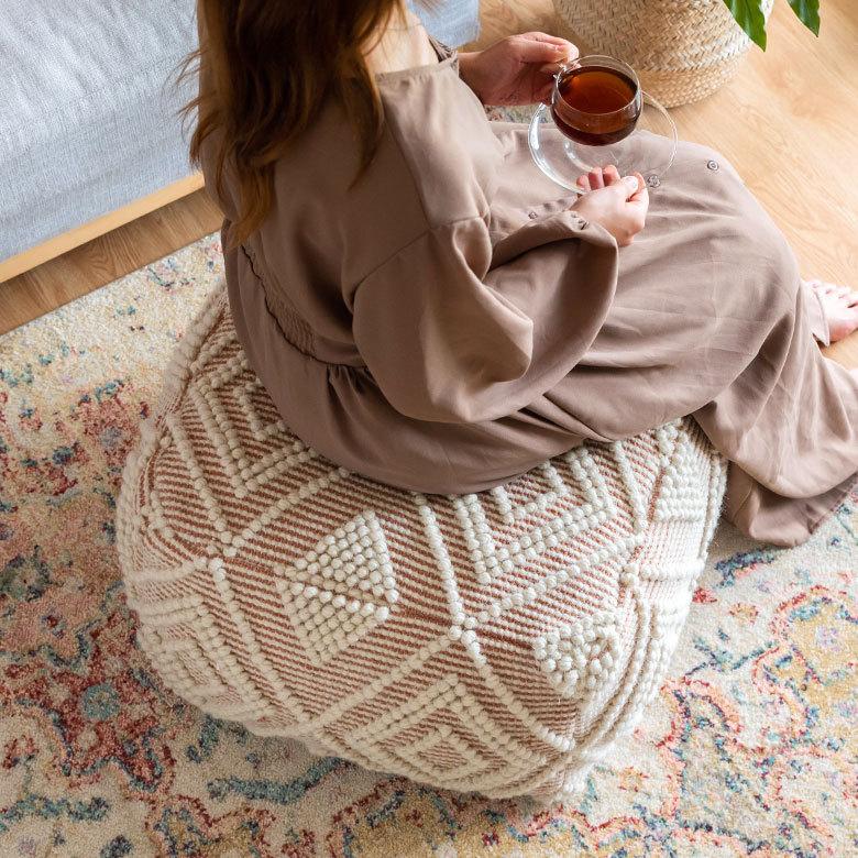 プフ クッション オットマン スツール インド 幾何柄 ジオメトリック Raha ラーハ フロア BOHO 北欧 リゾート モロッカン ボヘミアン アジアン 雑貨 34483-br | ELEMENTS（インテリア） | 07