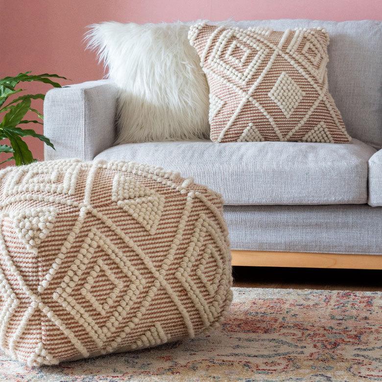 クッションカバー インド ブラウン 幾何柄 ジオメトリック Raha ラーハ ダイヤ柄 正方形 四角 おしゃれ BOHO モロッカン アジアン 雑貨 エスニック  34484-br | ブランド登録なし | 16