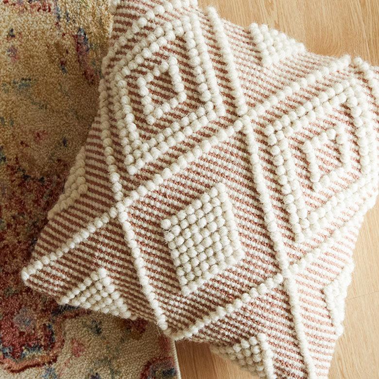 クッションカバー インド ブラウン 幾何柄 ジオメトリック Raha ラーハ ダイヤ柄 正方形 四角 おしゃれ BOHO モロッカン アジアン 雑貨 エスニック  34484-br | ブランド登録なし | 05