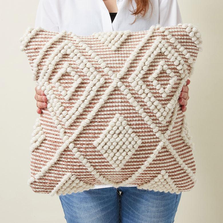 クッションカバー インド ブラウン 幾何柄 ジオメトリック Raha ラーハ ダイヤ柄 正方形 四角 おしゃれ BOHO モロッカン アジアン 雑貨 エスニック  34484-br | ブランド登録なし | 07