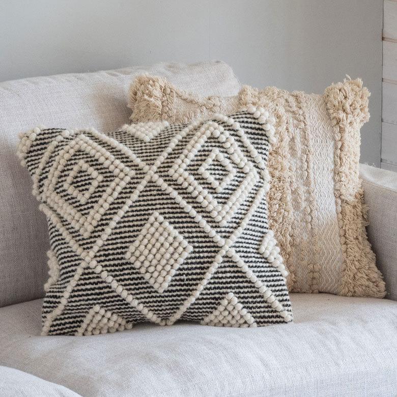 クッションカバー インド グレー モノトーン 幾何柄 ダイヤ柄 Raha ラーハ  正方形 四角 クッション用カバー モロッカン おしゃれ 西海岸 ビーチ 34485-bk | ブランド登録なし | 13