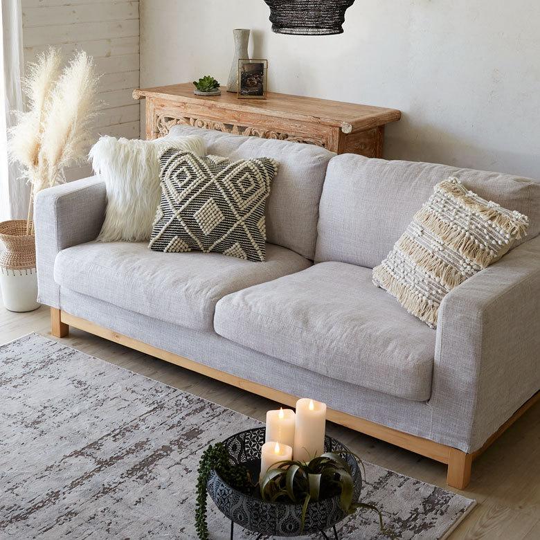 クッションカバー インド グレー モノトーン 幾何柄 ダイヤ柄 Raha ラーハ  正方形 四角 クッション用カバー モロッカン おしゃれ 西海岸 ビーチ 34485-bk | ブランド登録なし | 09