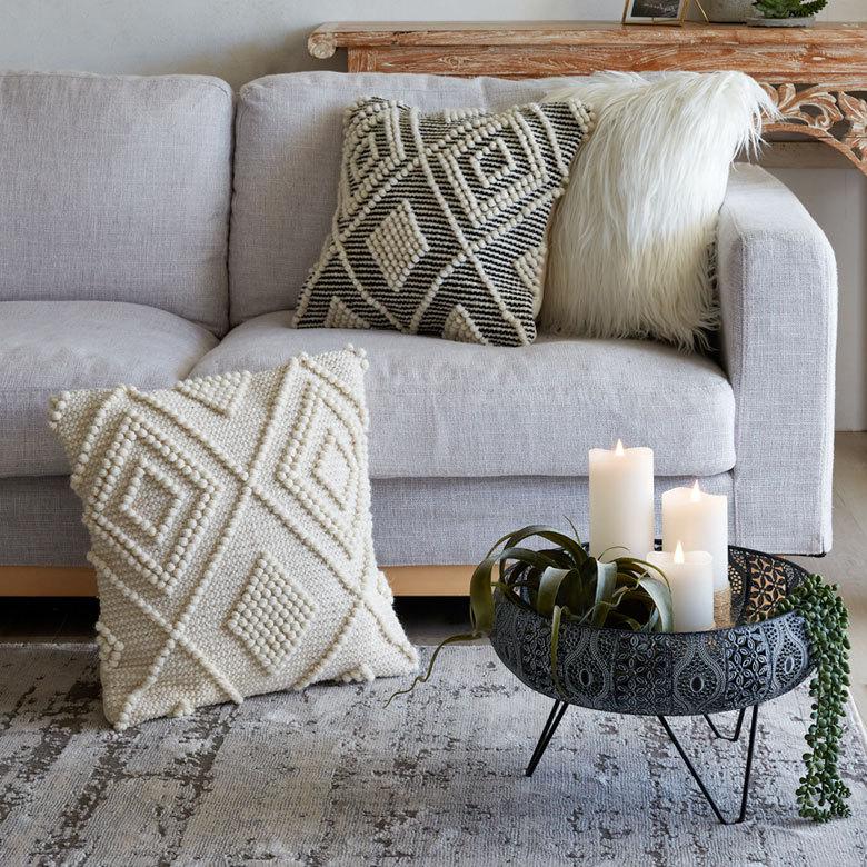 クッションカバー インド アイボリー 幾何柄 ジオメトリック ダイヤ柄 Raha ラーハ  正方形 四角 ベッド リビング 寝室 BOHO ボーホー モロッカン 34486-iv | ブランド登録なし | 14