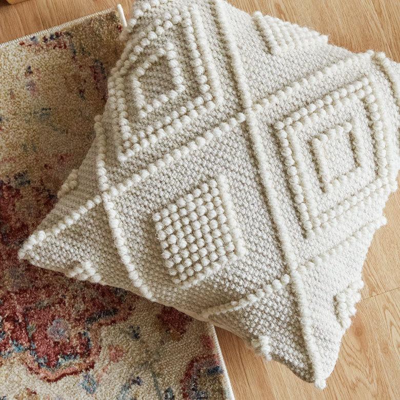 クッションカバー インド アイボリー 幾何柄 ジオメトリック ダイヤ柄 Raha ラーハ  正方形 四角 ベッド リビング 寝室 BOHO ボーホー モロッカン 34486-iv | ブランド登録なし | 05