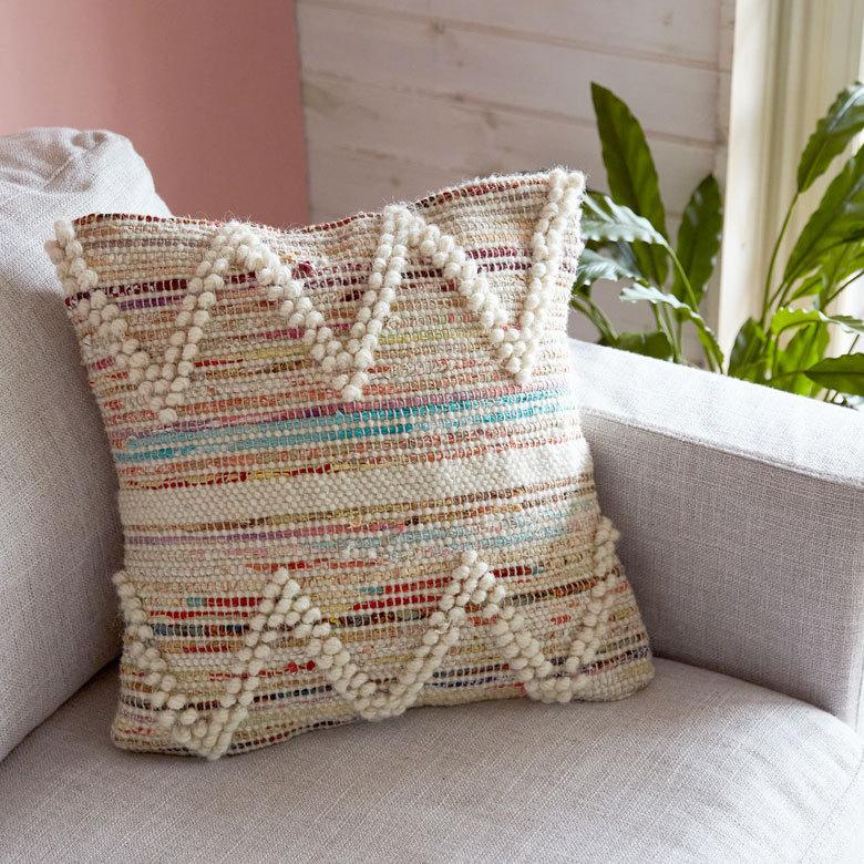 クッションカバー インド ナチュラル 幾何柄 ジオメトリック ダイヤ柄 Raha ラーハ 正方形 四角 45cm用 リビング BOHO ボーホー モロッカン 34487-mt | ブランド登録なし | 13