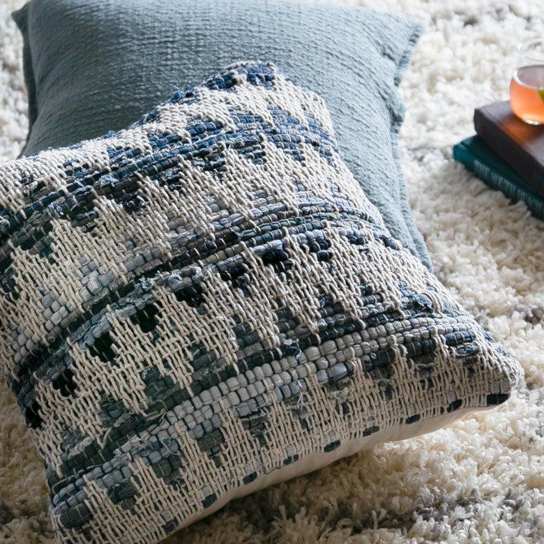 クッションカバー インド デニム 幾何柄 ジオメトリック Raha ラーハ 正方形 四角 ソファ ベッド アウトドア 車内 リビング おしゃれ 北欧 西海岸 34489-bl | ブランド登録なし | 13