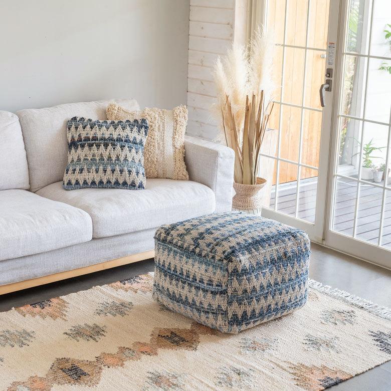 クッションカバー インド デニム 幾何柄 ジオメトリック Raha ラーハ 正方形 四角 ソファ ベッド アウトドア 車内 リビング おしゃれ 北欧 西海岸 34489-bl | ブランド登録なし | 16