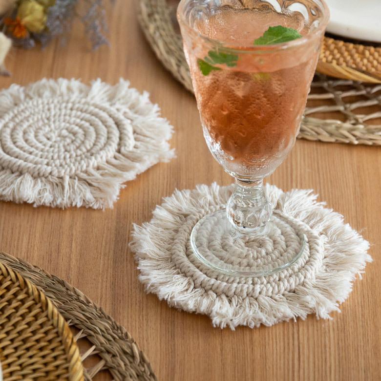 メール便対応 コースター マクラメ 編み コットン 円 綿 テーブルウェア マット 敷き 敷物 手作り 北欧 ナチュラル おしゃれ インテリア おうち時間 雑貨 34491 | ELEMENTS（インテリア） | 14