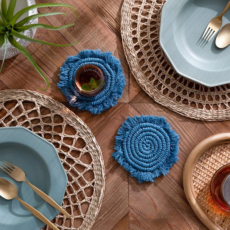 メール便対応 コースター マクラメ 編み コットン 円 綿 テーブルウェア マット 敷き 敷物 手作り 北欧 ナチュラル おしゃれ インテリア おうち時間 雑貨 34491 | ELEMENTS（インテリア） | 18