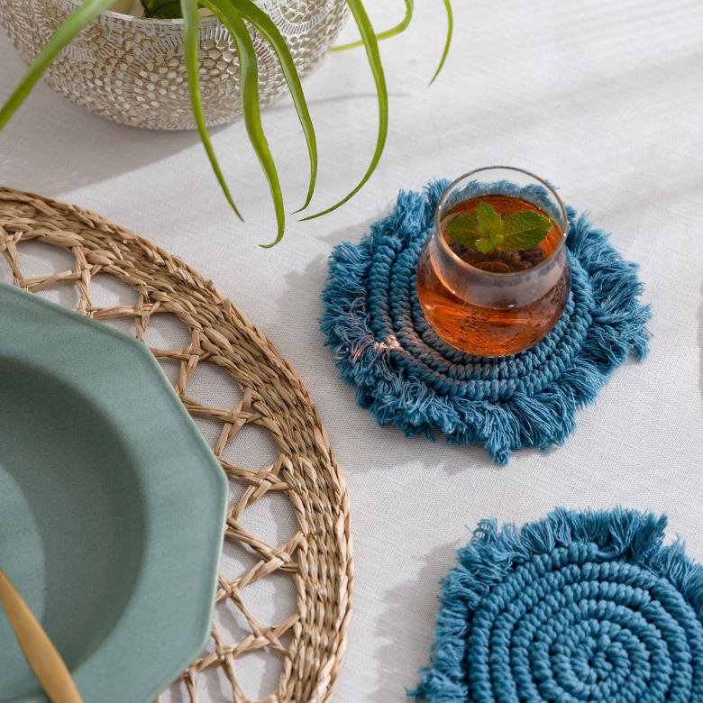 メール便対応 コースター マクラメ 編み コットン 円 綿 テーブルウェア マット 敷き 敷物 手作り 北欧 ナチュラル おしゃれ インテリア おうち時間 雑貨 34491 | ELEMENTS（インテリア） | 06