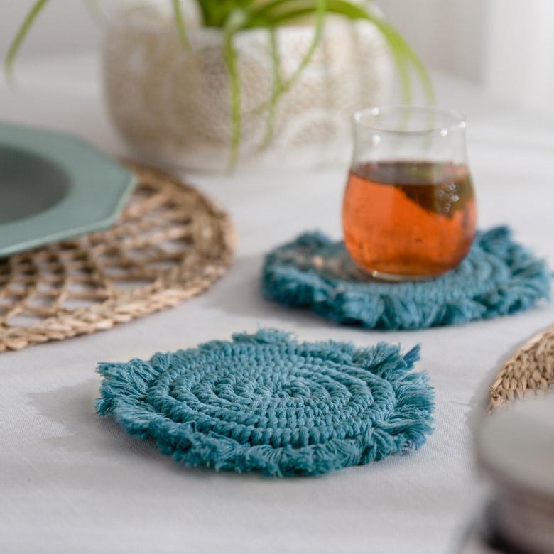 メール便対応 コースター マクラメ 編み コットン 円 綿 テーブルウェア マット 敷き 敷物 手作り 北欧 ナチュラル おしゃれ インテリア おうち時間 雑貨 34491 | ELEMENTS（インテリア） | 09