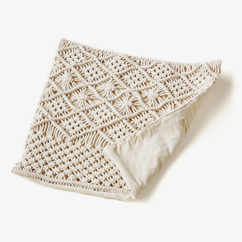 クッションカバー マクラメ 編み コットン 正方形 45×45cm  綿 モロッコ ボヘミアン 手作り 北欧 ナチュラル おしゃれ インテリア おうち時間 雑貨 34492 | ブランド登録なし | 21