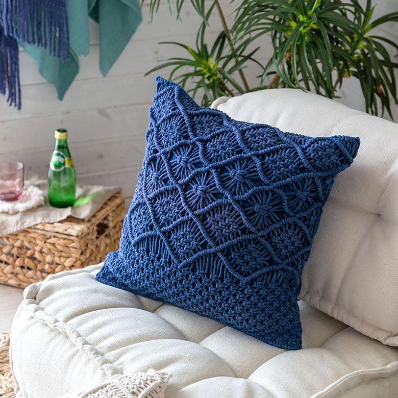 クッションカバー マクラメ 編み コットン 正方形 45×45cm  綿 モロッコ ボヘミアン 手作り 北欧 ナチュラル おしゃれ インテリア おうち時間 雑貨 34492 | ブランド登録なし | 07