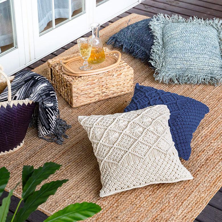 クッションカバー マクラメ 編み コットン 正方形 45×45cm  綿 モロッコ ボヘミアン 手作り 北欧 ナチュラル おしゃれ インテリア おうち時間 雑貨 34492 | ブランド登録なし | 08