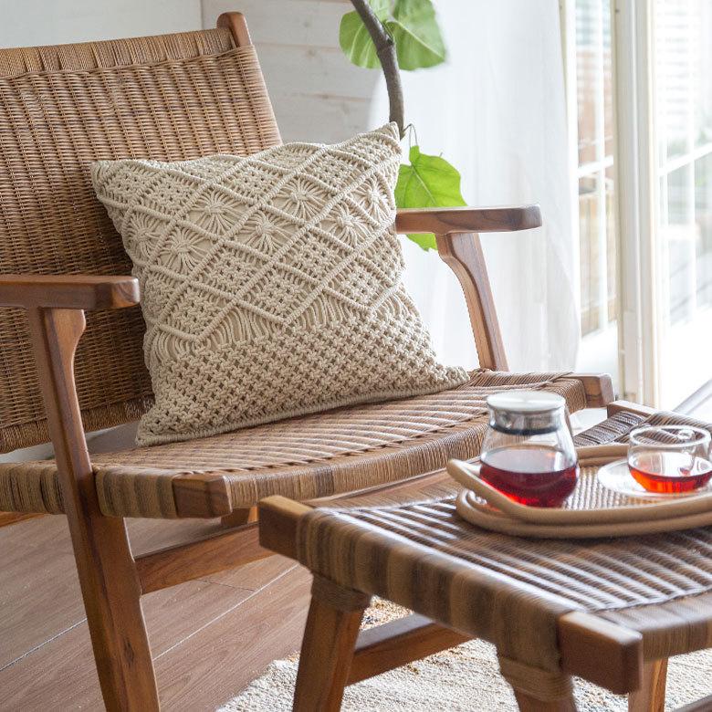 クッションカバー マクラメ 編み コットン 正方形 45×45cm  綿 モロッコ ボヘミアン 手作り 北欧 ナチュラル おしゃれ インテリア おうち時間 雑貨 34492 | ブランド登録なし | 11