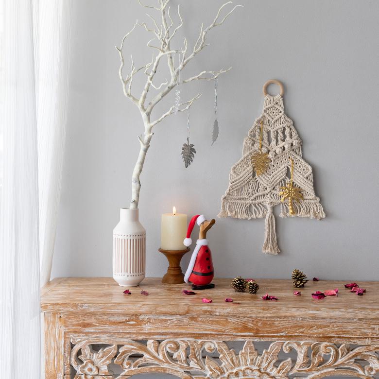 メール便対応 タペストリー マクラメ ロープ クリスマス ツリー インテリア 壁飾り ウォール デコレーション おしゃれ 北欧 リゾート ナチュラル 雑貨 34495 | ELEMENTS（インテリア） | 01
