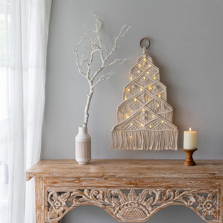 メール便対応 タペストリー マクラメ ロープ クリスマス ツリー インテリア 壁飾り ウォール デコレーション おしゃれ 北欧 リゾート ナチュラル 雑貨 34496 | ELEMENTS（インテリア） | 01